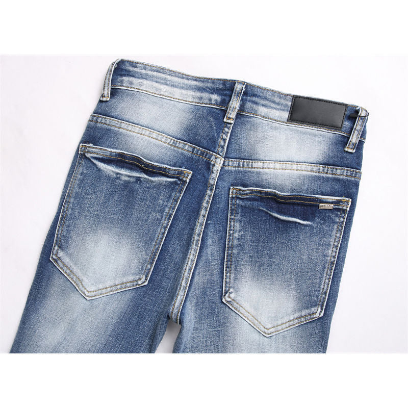 Embroidered Ripped Slim Fit Jeans Colouronova