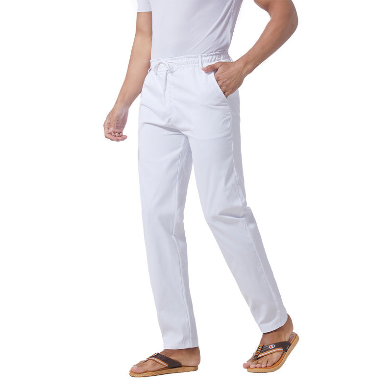 Men's Solid Color Linen Cotton Casual Pants Colouronova