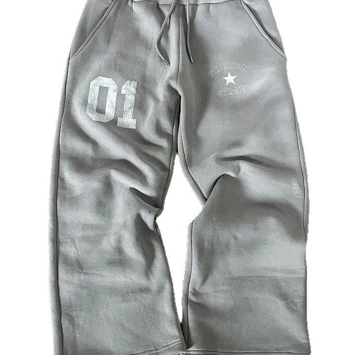 Letter Print Elastic Waist Sweatpants Colouronova