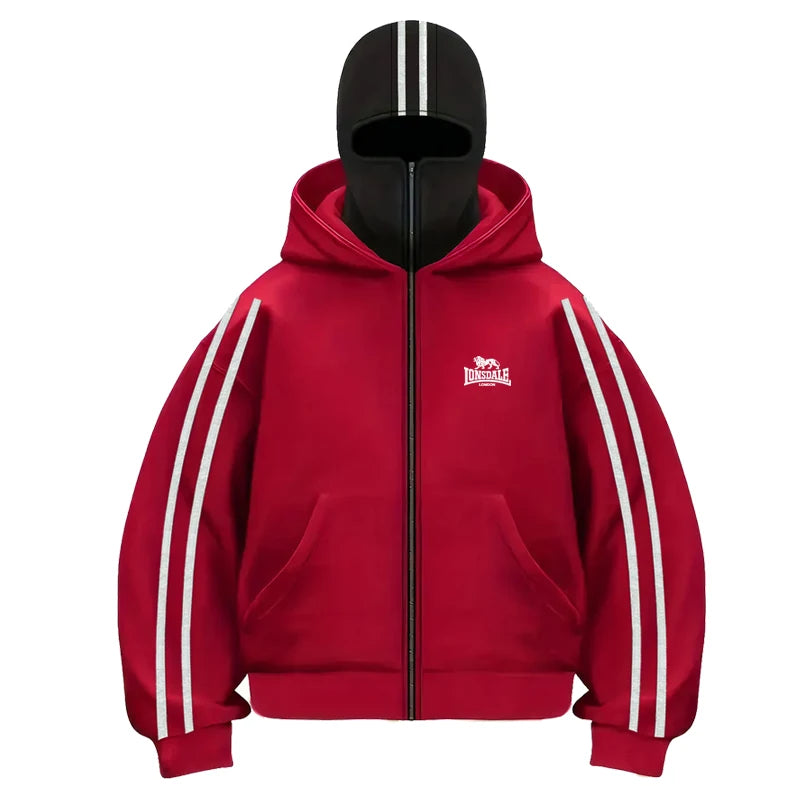 2025 Men's Autumn and Winter Outdoor fitness long-sleeved double-hat hoodie Loose, fashionable and casual zipper cardigan jacket - Colouronova