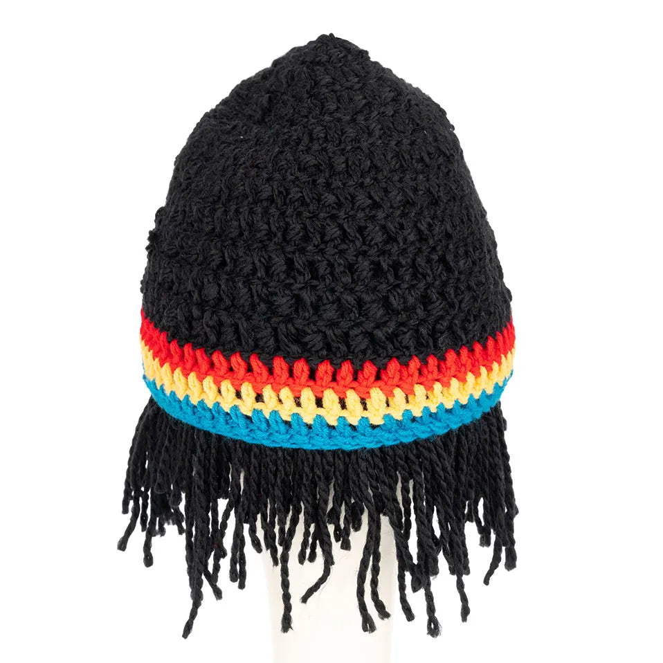 BENEHAIR Funny Rasta Wig Beard Hats Knitted Jamaican Rasta Beanie Hat with Dreadlocks Christmas Halloween for Men Women - Colouronova