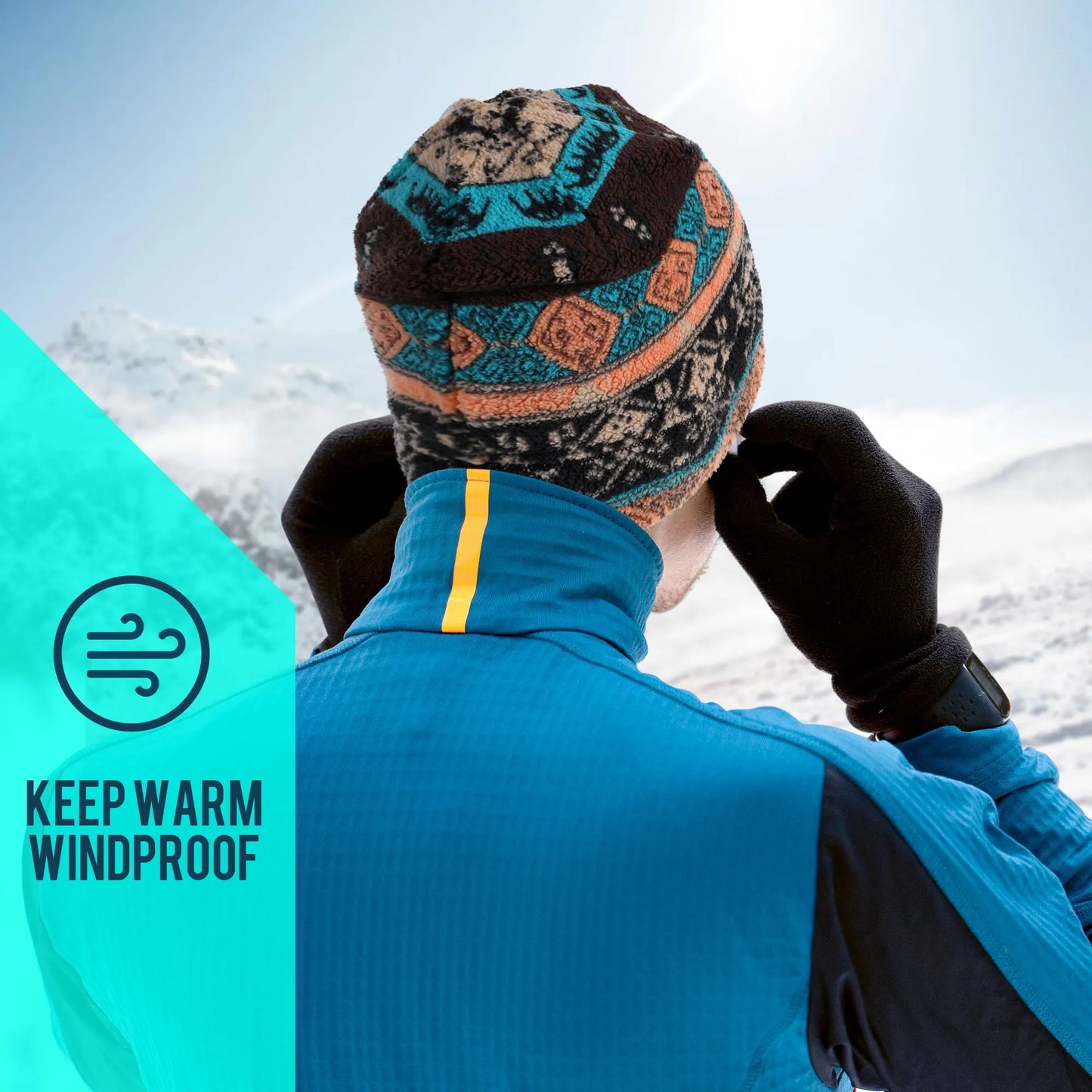 Cold Weather Running Caps Winter Thermal Plush Beanies Windproof Ski Soft Skull Cap Sports Cycling Hiking Camping Slouchy Hats - Colouronova