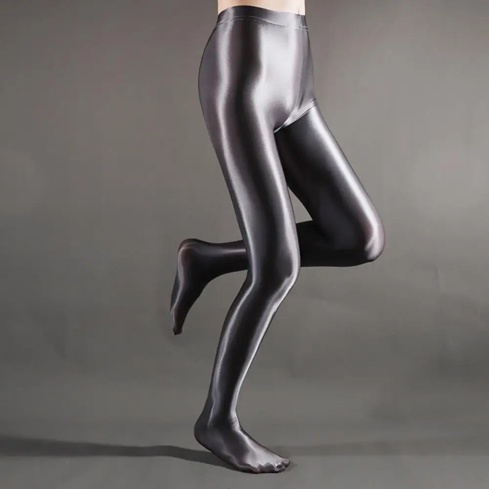 Stage Performance Leggings Glossy Shiny High Waist Fitness with Socks Stage Show Skinny Yoga Trousers Women Clothing - Colouronova