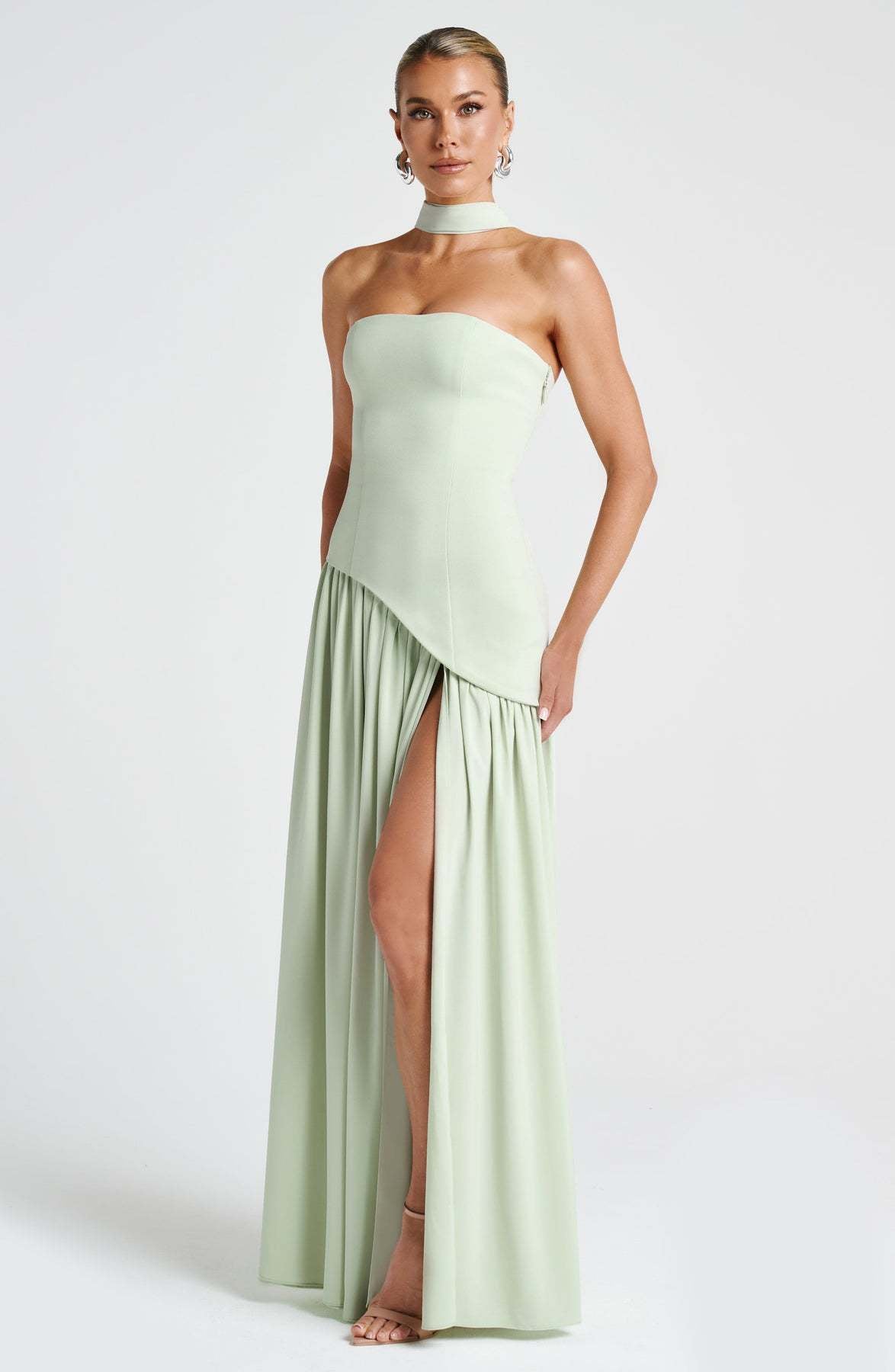 Elegant Bodycon Long Dress with Crossover Strap Colouronova