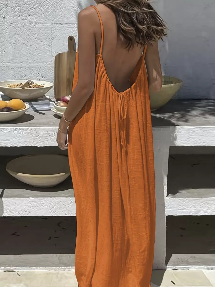 Womens Backless Loose Dress Colouronova