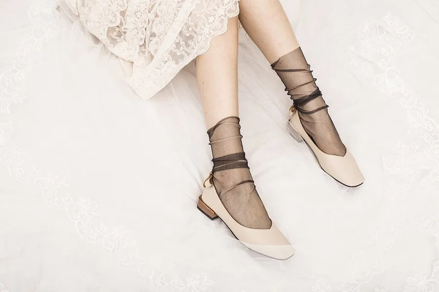 Sexy Lace Mesh Fishnet Socks Mixed Fiber Transparent Stretch Elasticity Ankle Net Yarn Thin Women Cool Socks 1pair=2pcs SLU07 - Colouronova