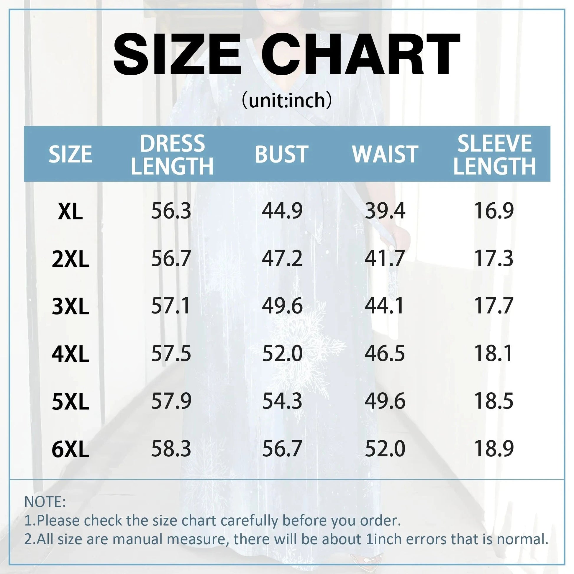 Plus Size Women's 3/4 Sleeve V-Neck Snowflake Print Wrap Maxi Dress Winter Elegant Party Dress Colouronova