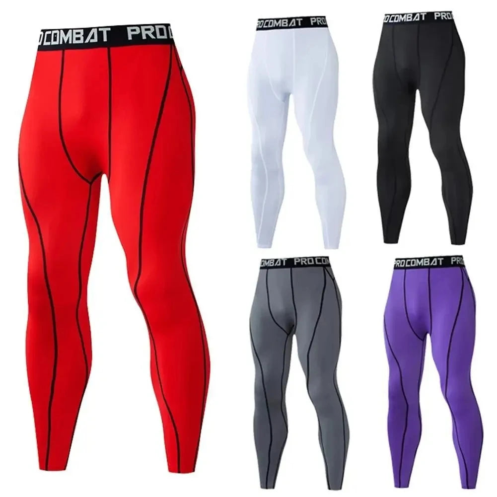 Men's Running Leggings Sportswear Quick Dry Gym Fitness Tights Workout Training Jogging Sports Trousers Compression Sport Pants - Colouronova