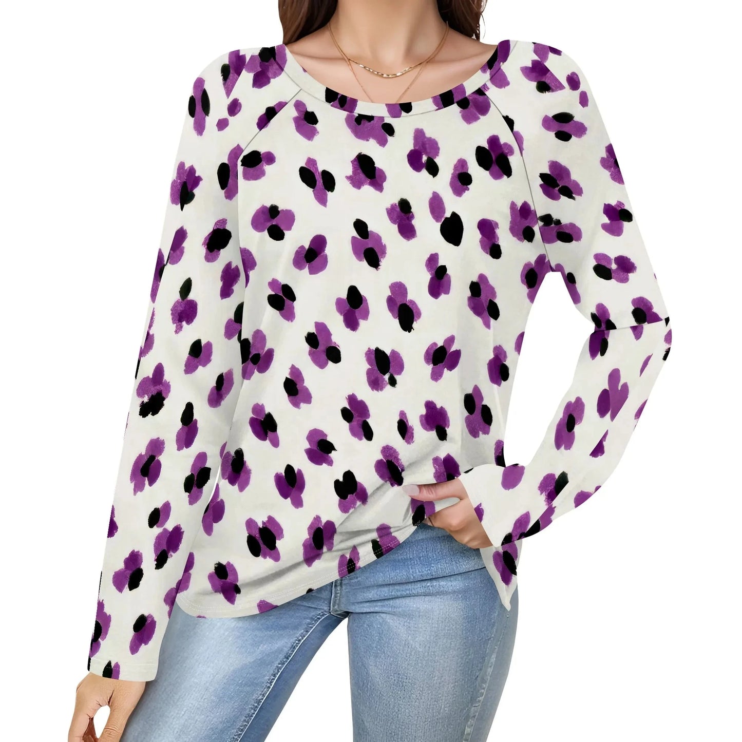 Women's Puff Long Sleeve Tunic Tops Pleated Crew Neck Blouses Dressy Casual Loose Fit Winter and Spring Shirts Colouronova