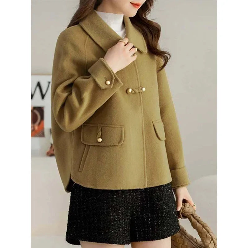 Short Women's Padded Woolen Coat 2025 Autumn Winter New Female Fashion Loose Jacket Small Western Style Age-reducing Overwear - Colouronova