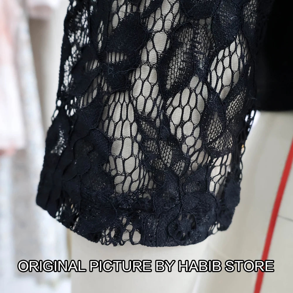 Women's Solid Casual Outwear Lace Long Sleeve Jacket Autumn Elegant Mujer 2024 Casaco Feminino Jacket Wear Slim Office Lady Coat - Colouronova