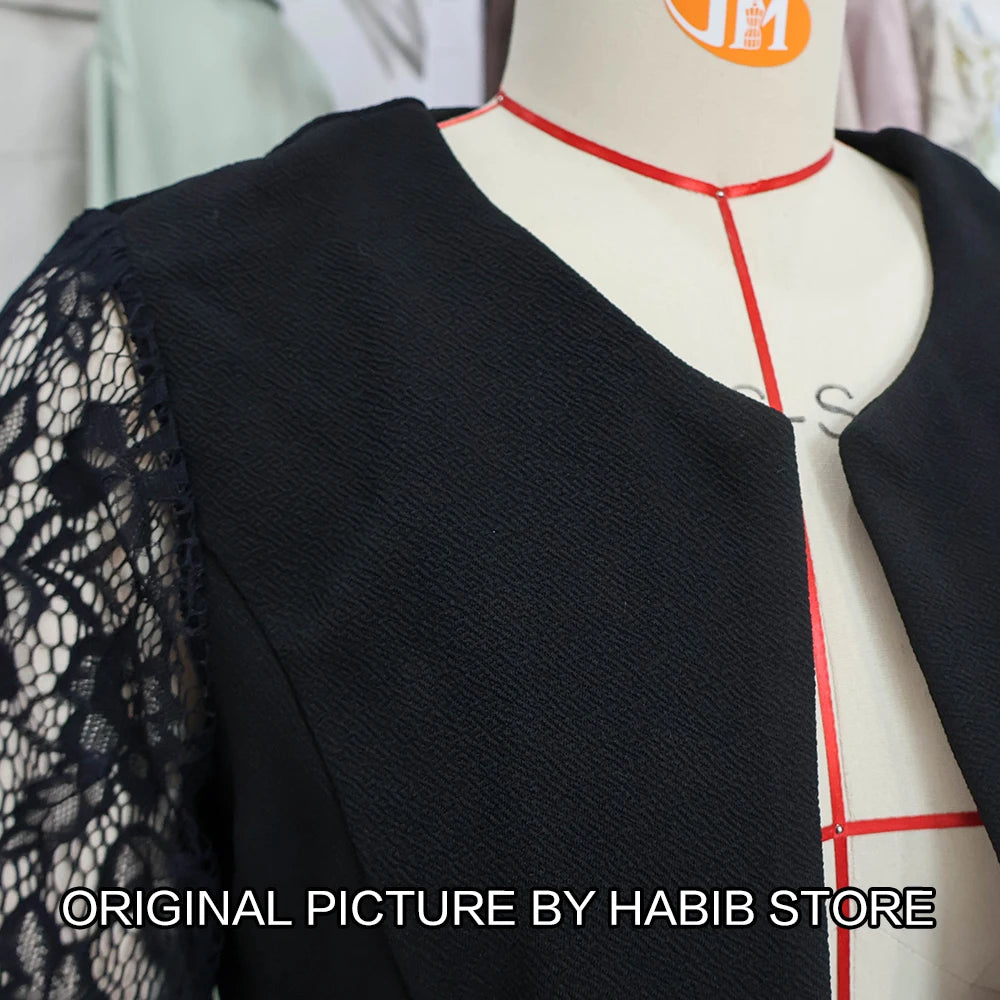 Women's Solid Casual Outwear Lace Long Sleeve Jacket Autumn Elegant Mujer 2024 Casaco Feminino Jacket Wear Slim Office Lady Coat - Colouronova