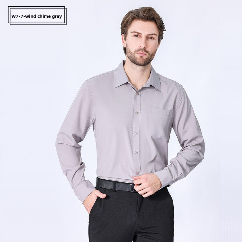 Men's Long-Sleeve Anti-Wrinkle Business Casual Shirt Colouronova