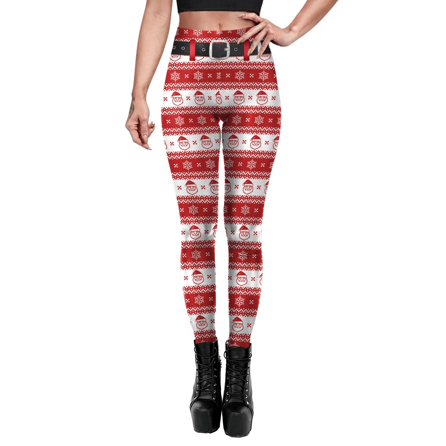 Phantasy Vintage Women Christmas Leggings Autumn Winter Women Xmas Pants Sexy Tights Trousers Festival Party Carnival Leggings - Colouronova