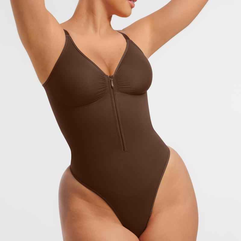 Seamless Shaping Bodysuit with Zipper