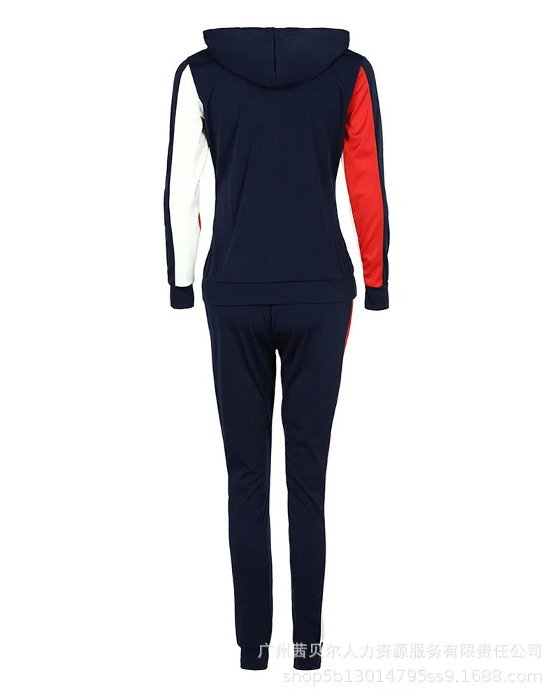 Women Two Piece Set Tracksuit Pant Sets Hooded Zipper Sport Sweatshirts Y2k Pencil Pants Jogger Suits Autumn Spring Streetwear - Colouronova