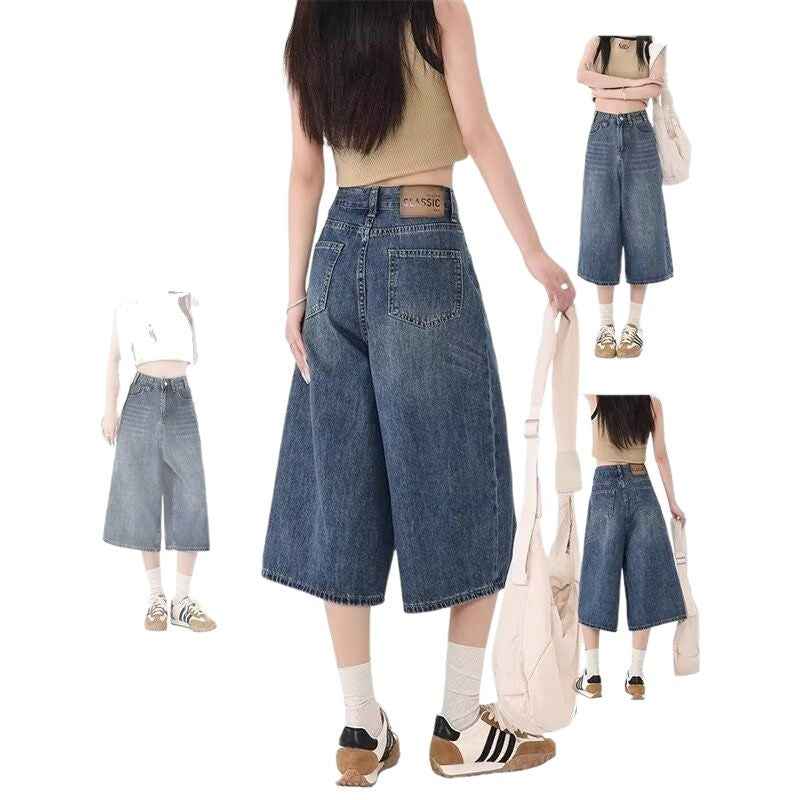 Denim wide-leg pants