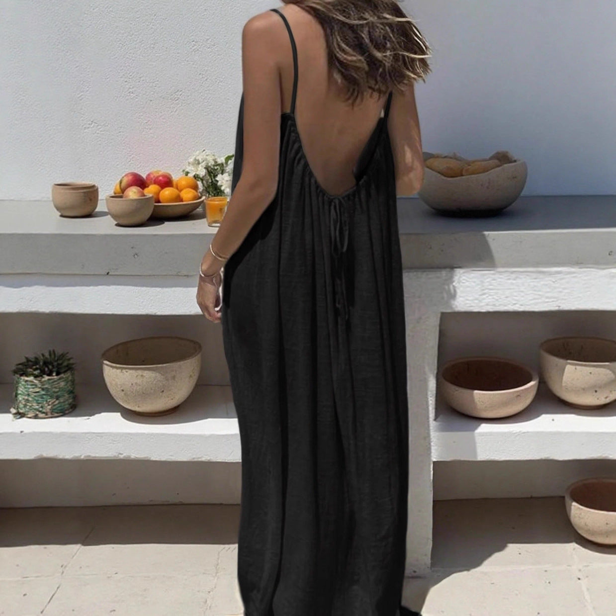 Backless Loose Loungewear Dress Colouronova