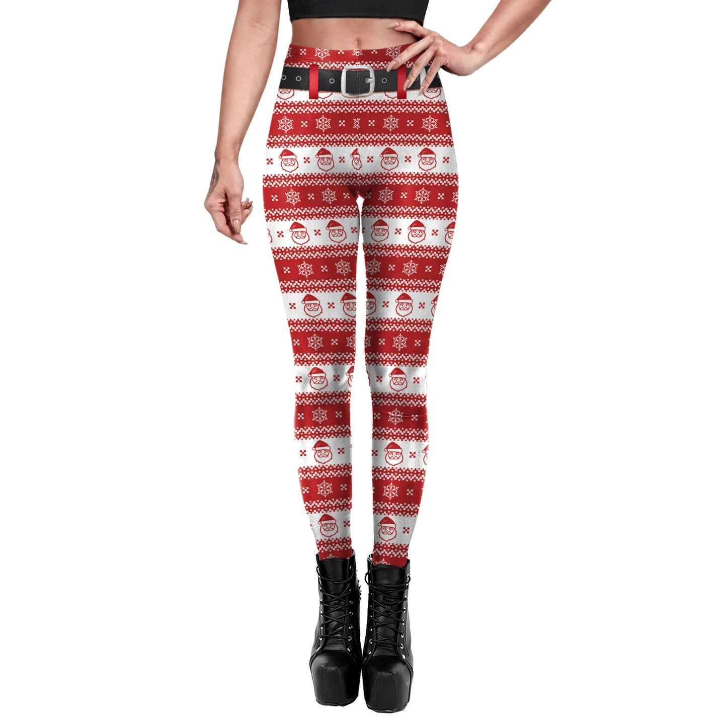 Phantasy Vintage Women Christmas Leggings Autumn Winter Women Xmas Pants Sexy Tights Trousers Festival Party Carnival Leggings - Colouronova