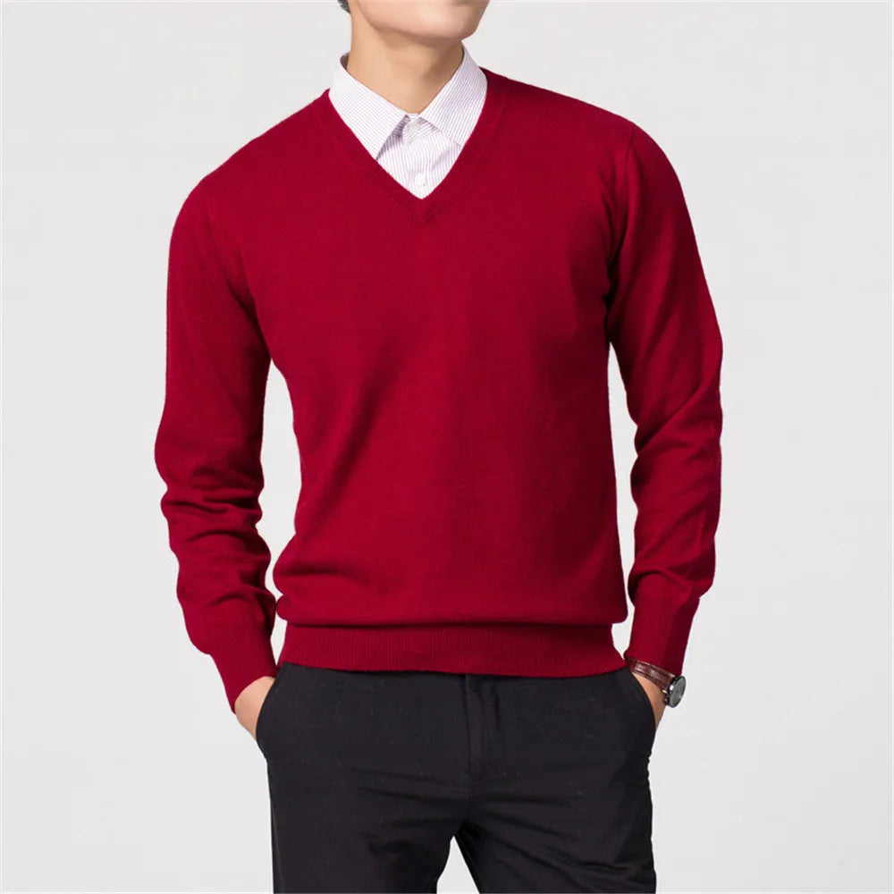 Men's Sweaters V-neck Pullovers Cashmere Knitting Hot Sale Spring Women Sweaters Wool Knitwear High Quality Jumpers Clothes - Colouronova