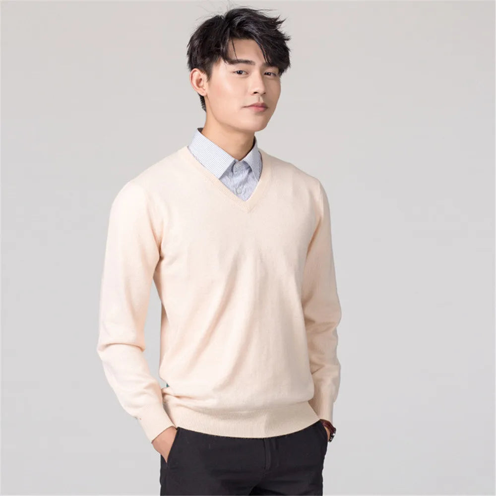 Men's Sweaters V-neck Pullovers Cashmere Knitting Hot Sale Spring Women Sweaters Wool Knitwear High Quality Jumpers Clothes - Colouronova