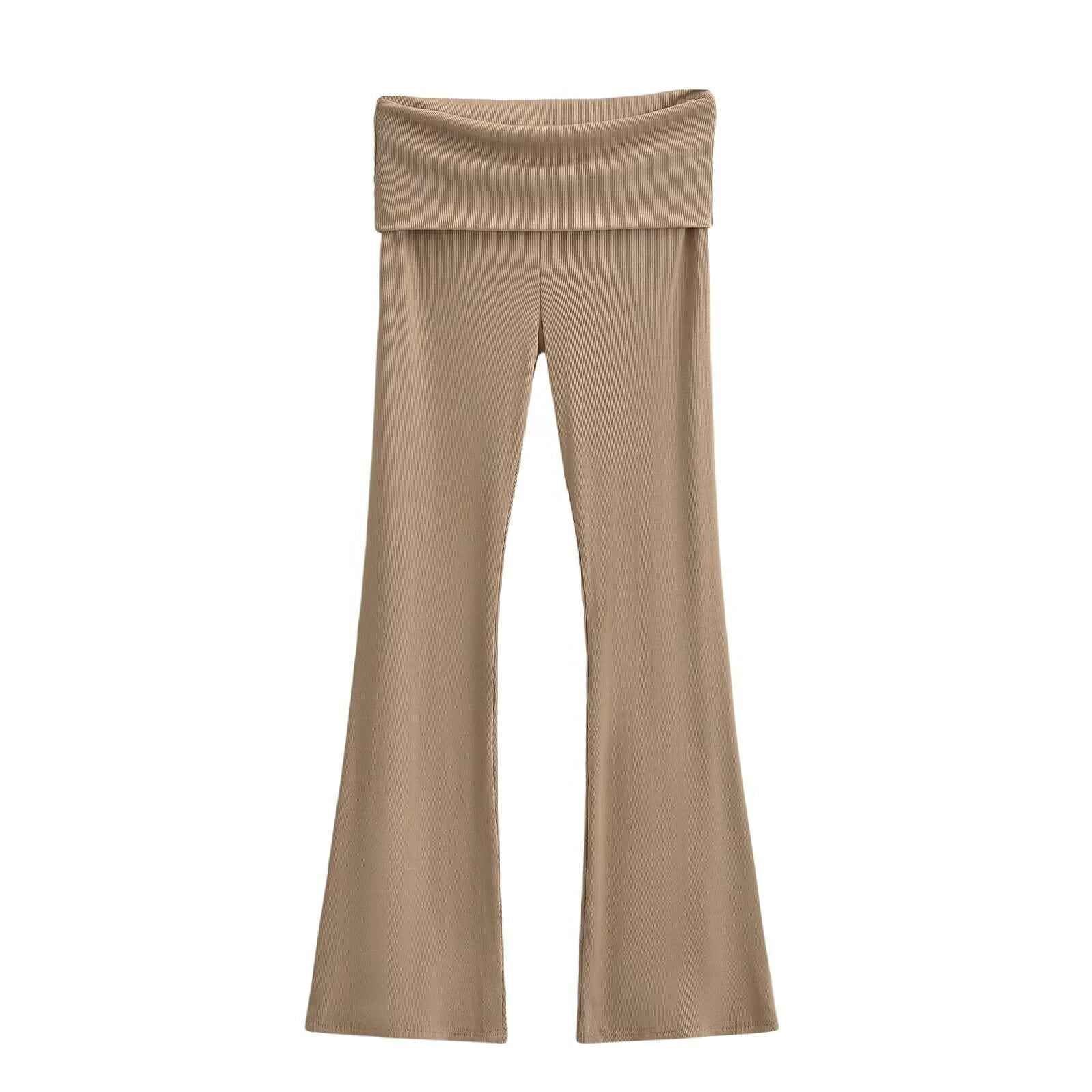 Women's Double Waist Flared Sports Pants