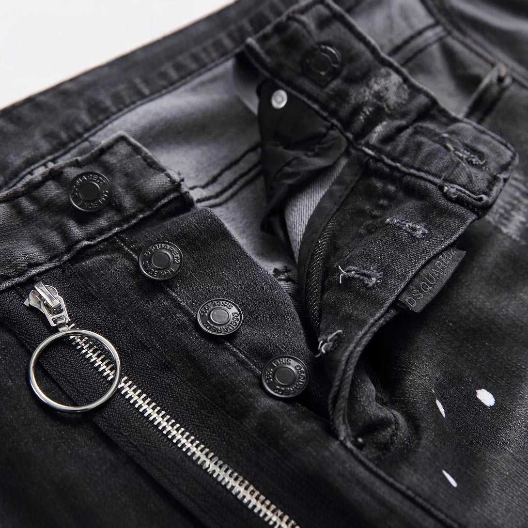 Personality ripped black pants Colouronova