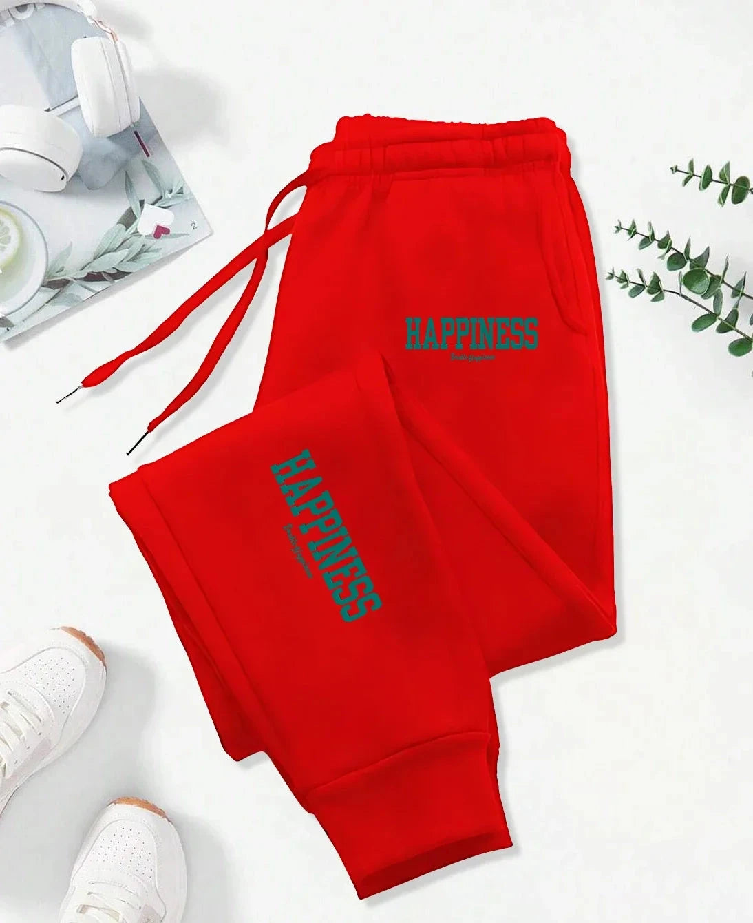Happiness Letter Graphic Print Pattern Pants Woman Autumn Fashion Joggers Comfortable Warm Pants Unisex Fashion Jogging Pant Colouronova