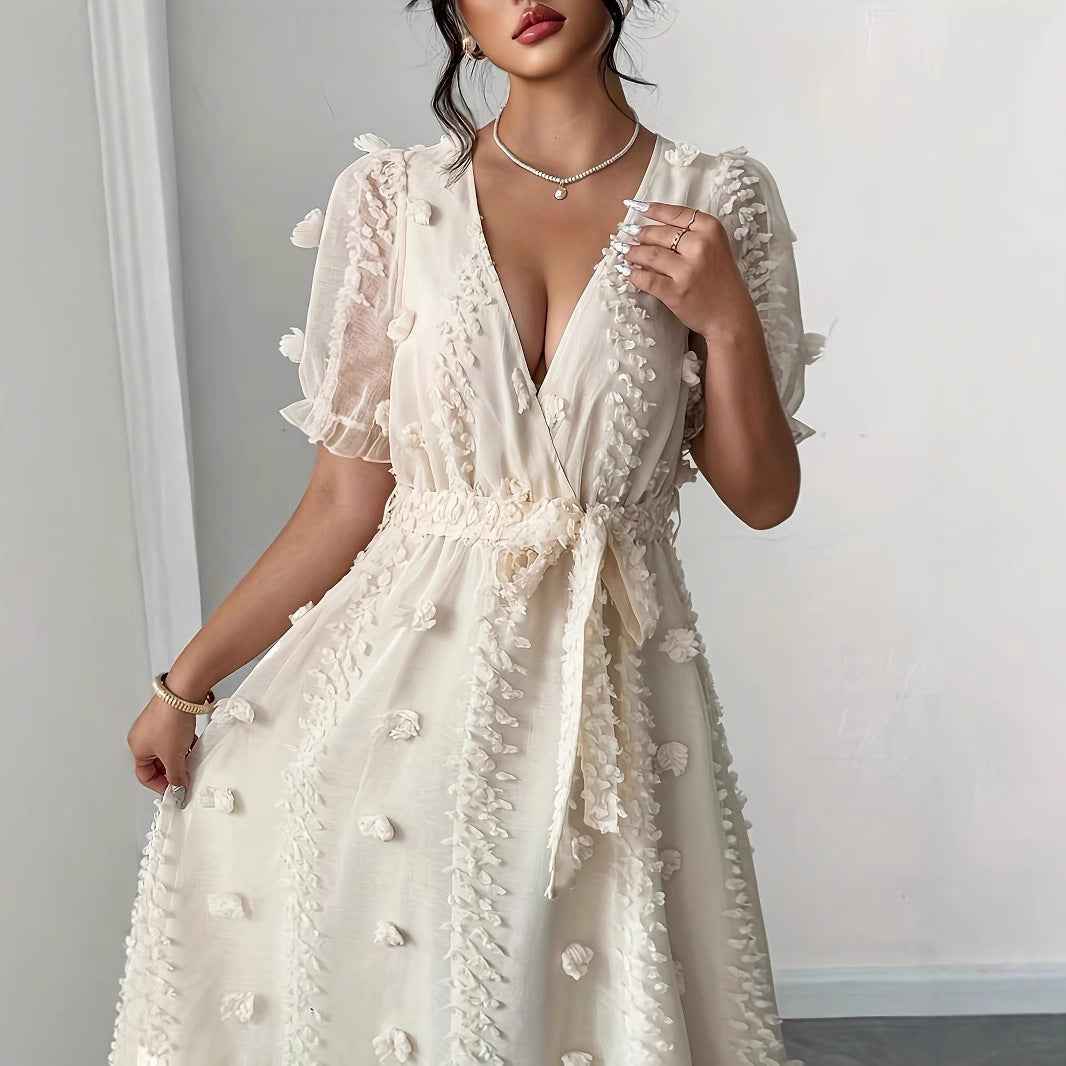 Embroidered Halter Neck Backless Long Dress