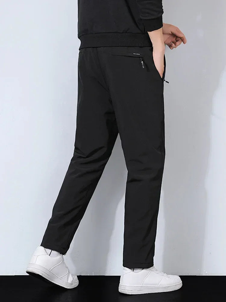 Winter Thick Warm Fleece Sweatpants Men Joggers Plus Size Straight Long Track Pants Windproof and Waterproof Thermal Trousers - Colouronova