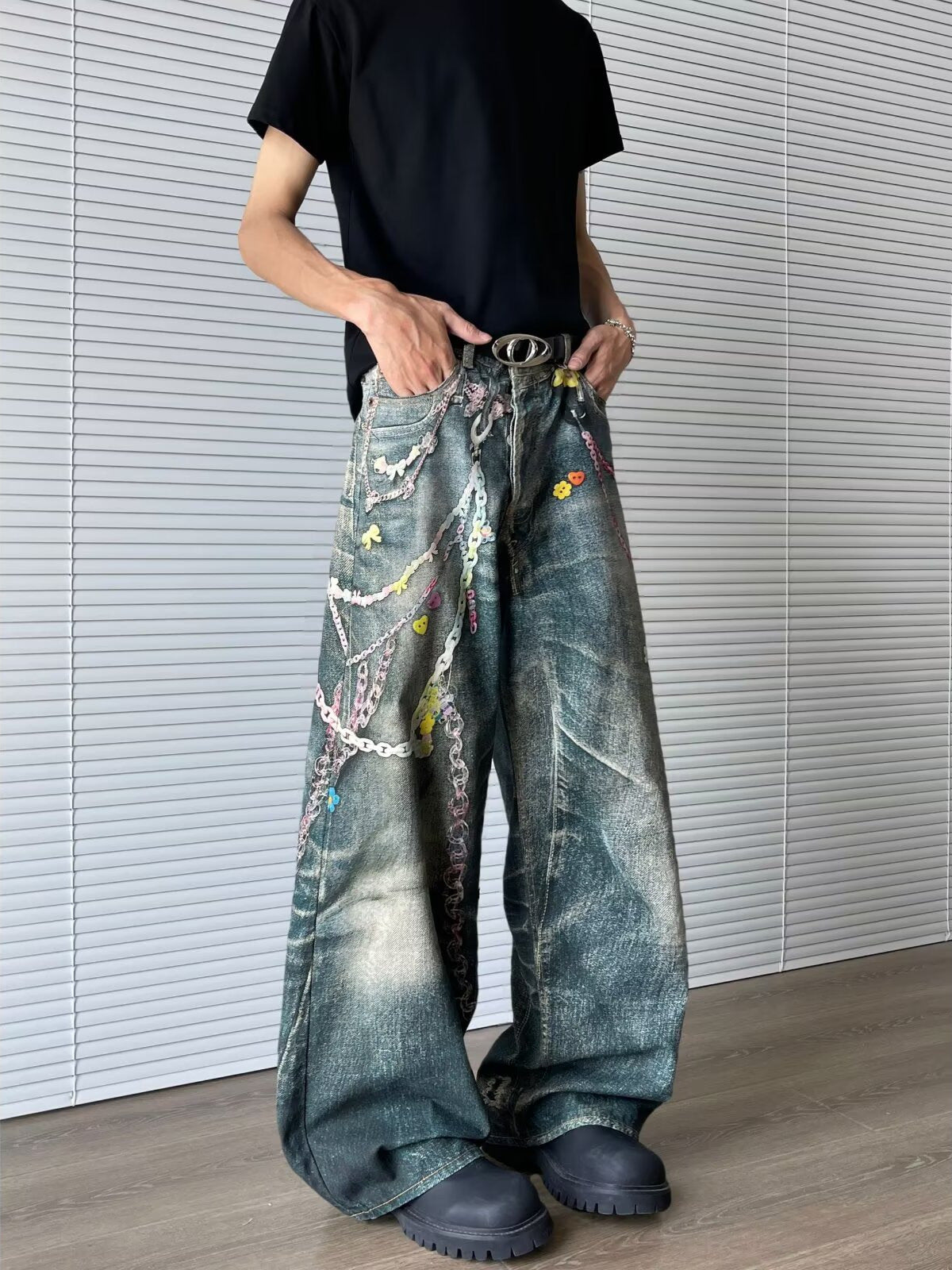 American-style retro floor-length pants Colouronova