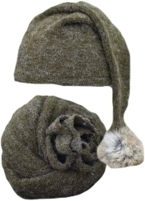 Baby Photo Prop Knit Set - Soft Stretchy Swaddle Wrap & Beanie Hat - Newborn Studio Photoshoot Outfit (Butterly-Soft) - Colouronova