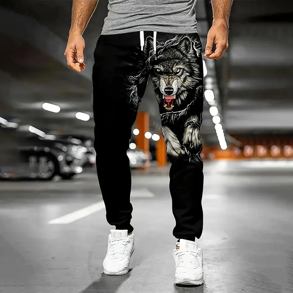 Winter New Thick Warm Pants Fashion Skull Printed Sweatpants Men's Sports Pants Men's Loose Casual Pocket Drawstring Sweatpants Colouronova
