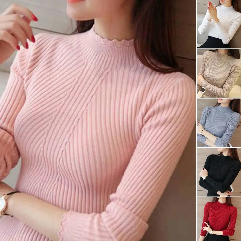 New Autumn Winter Women Pullovers O-neck Solid Knitwear Bottoming Shirt Korean Womens Sweaters Casual Ladies Jumpers Femme - Colouronova