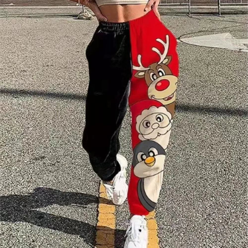 Christmas Printed Pants For Autumn Winter New Women Loose Fitness Sports Haren Pants Temperament Checkered Trousers Pantalones - Colouronova
