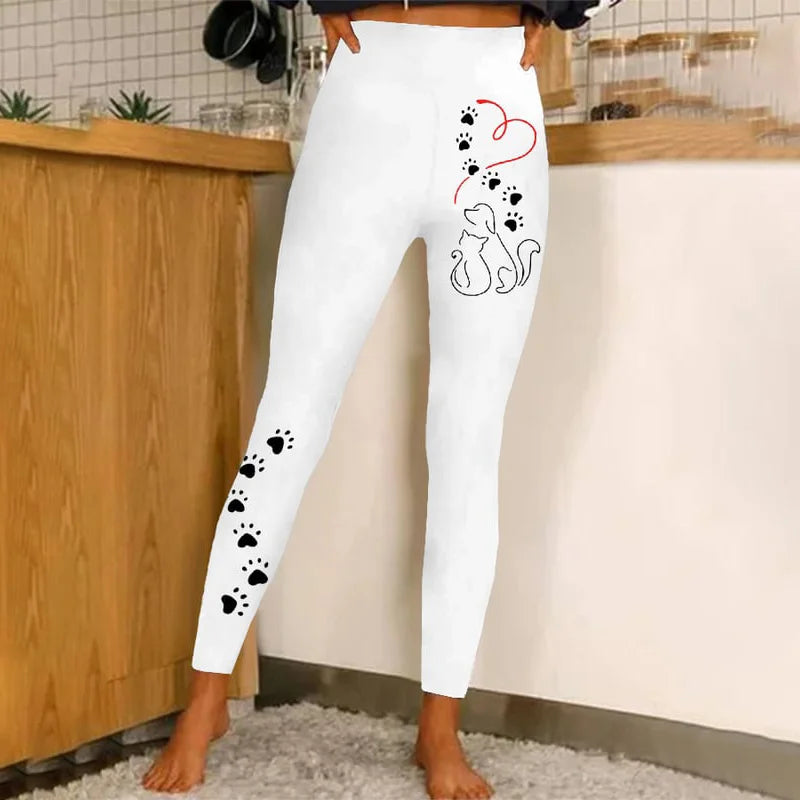Cute Cats Printed Long Socks Harajuku Leggings Y2K Style Role Playing Socks Fashion Casual Female Leggings - Colouronova