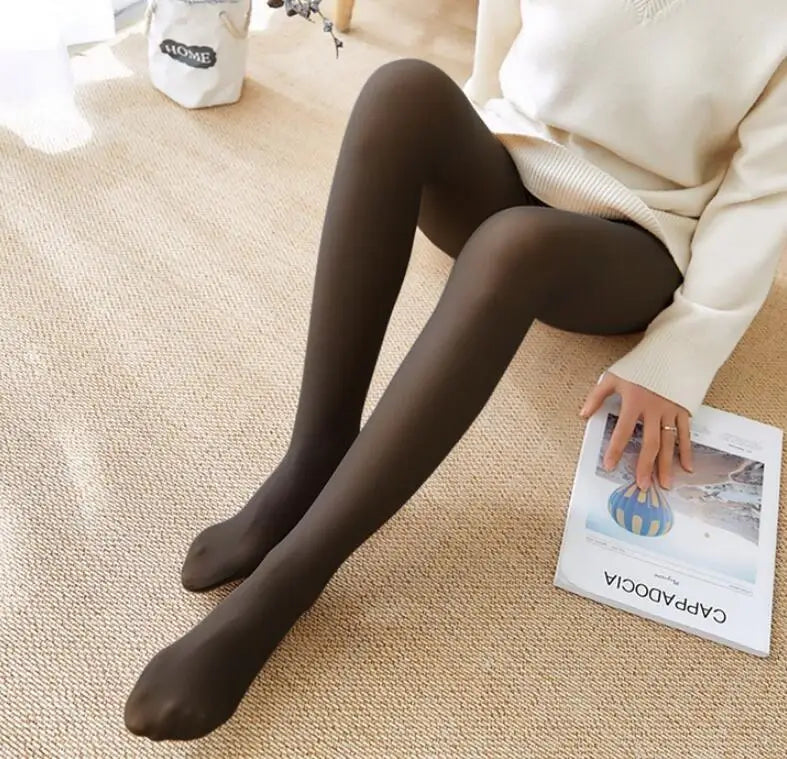 Warm Winter Tights Women's Fleece Tights Ladies Leggings Fake Translucent Pantyhose Thick Fleece Panty Thermal Stockings 2024 - Colouronova
