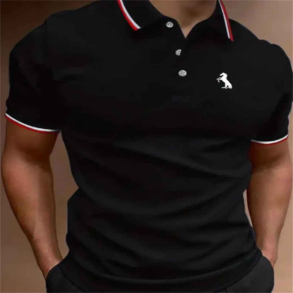 Printed buttoned short-sleeved shirt