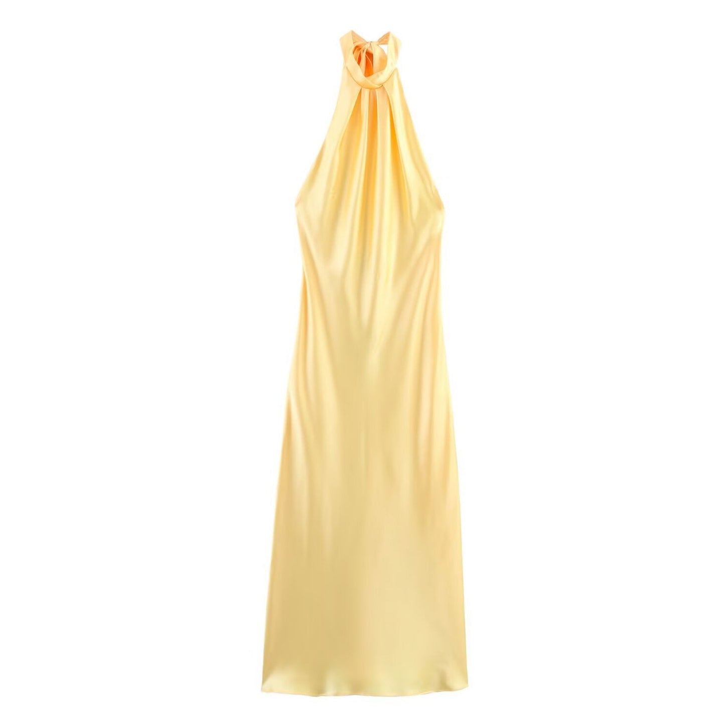 Women's Satin Halter Neck Dress Colouronova