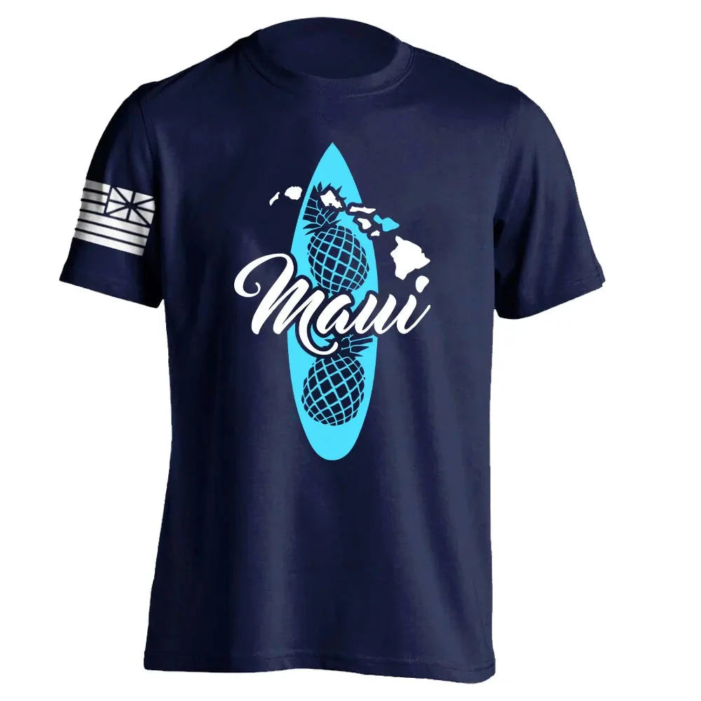 Men's Cotton Shirt OAHU HAWAII SURFING Distressed TShirt Unisex Surf Board Beach Tee Tops Summer Fashion Casual Short Sleeves Colouronova