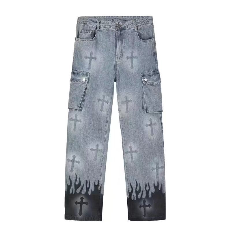 Men's  Loose Straight Leg Jeans Colouronova