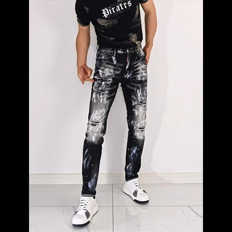 Men's Slim Fit Ripped Jeans Colouronova