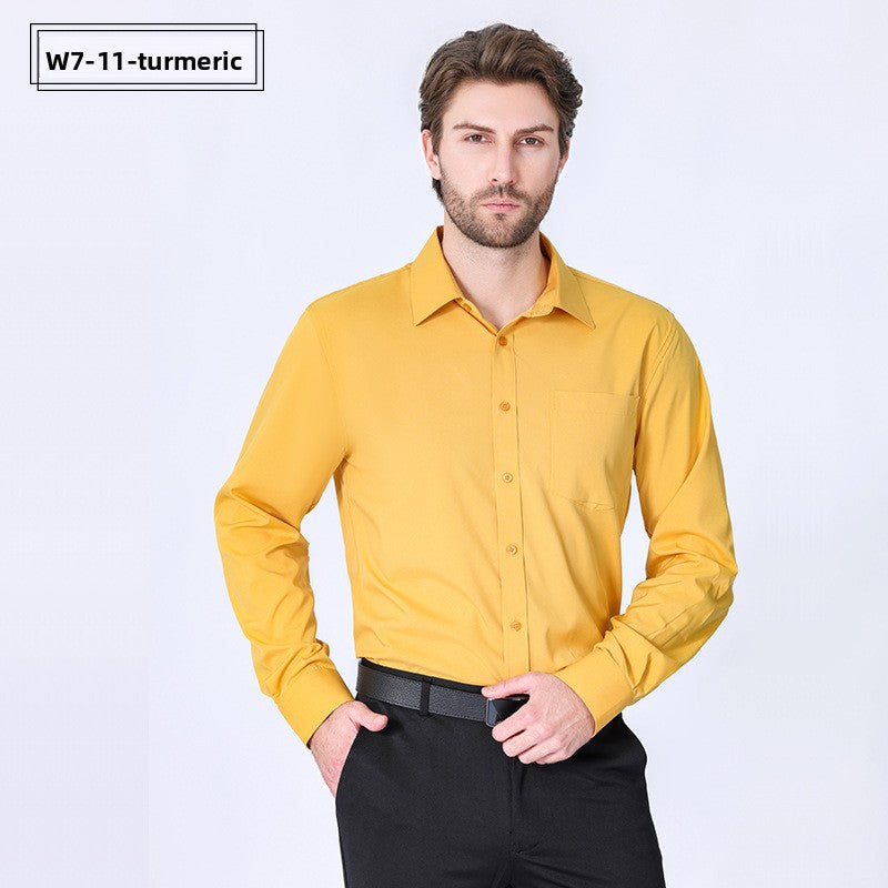 Men's Long-Sleeve Anti-Wrinkle Business Casual Shirt Colouronova