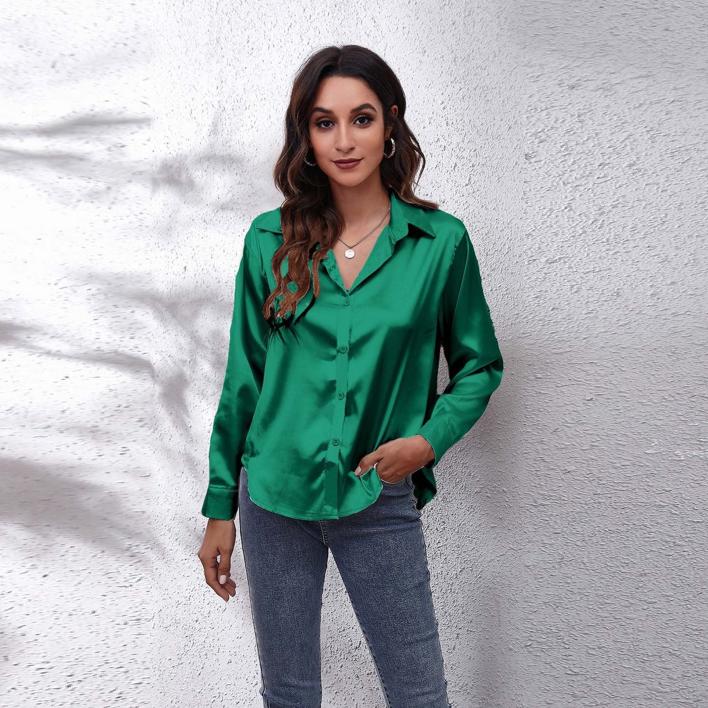 Satin Long-Sleeve Shirt Colouronova
