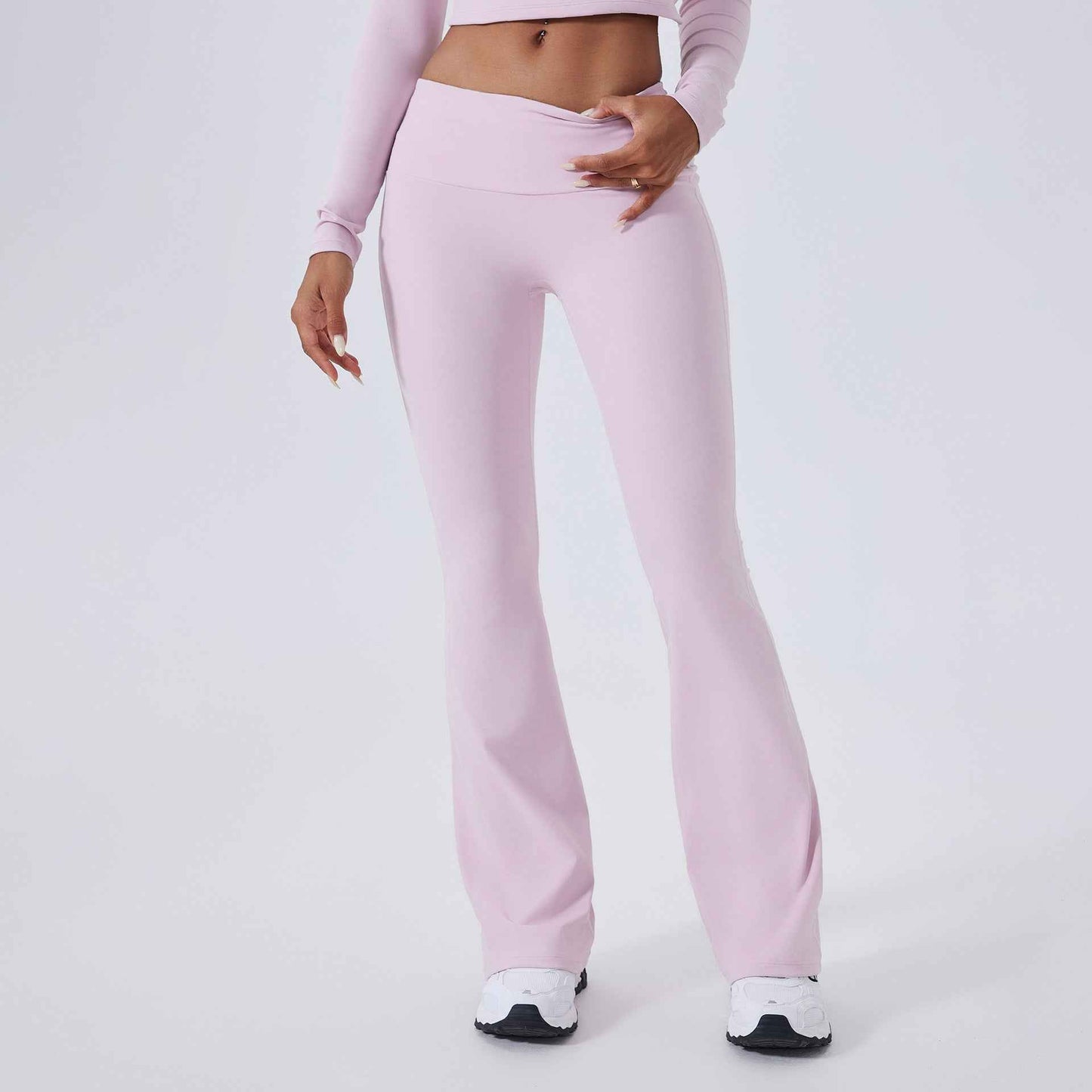 Low-Waist Flared Yoga Pants with Brushed Texture