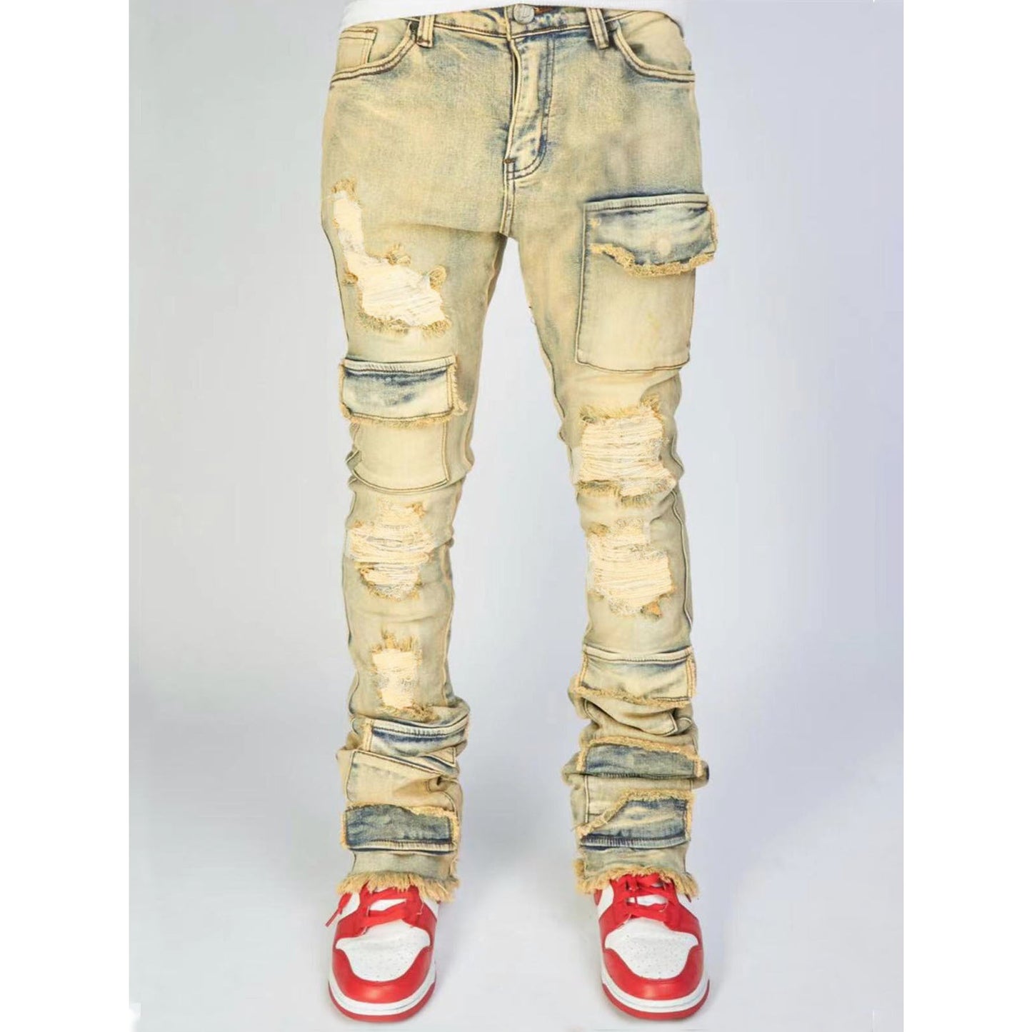 Straight-fit stretch denim pants Colouronova