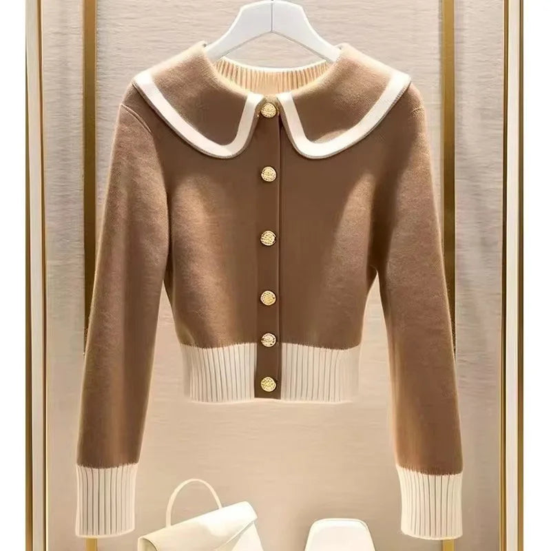 New High Quality Autumn Fashion Short Cardigan Sweater Women  Long Sleeve Casual Knitwear Female Casual Knitted Sweater Tops - Colouronova