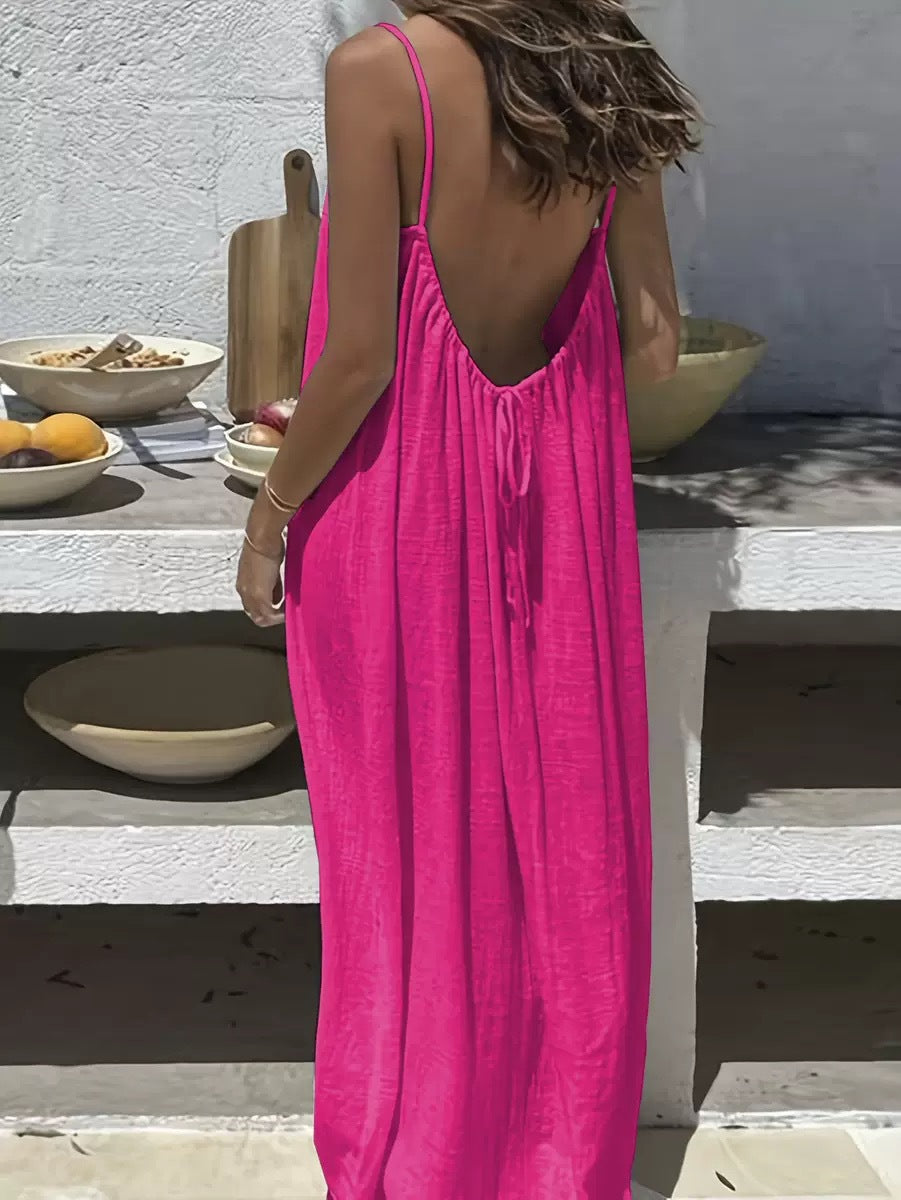 Womens Backless Loose Knit Dress Colouronova