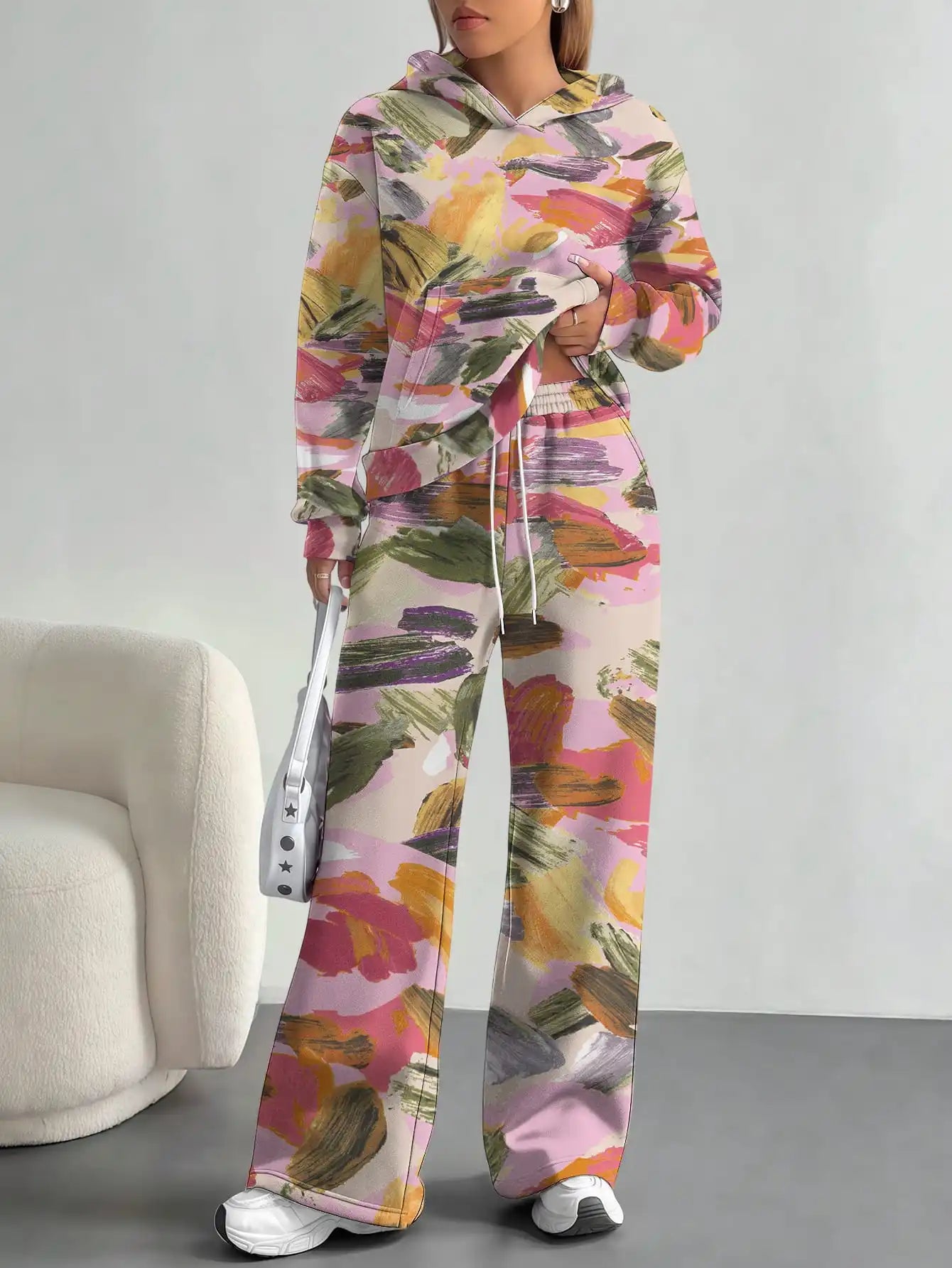 Splicing foreign trade 2025 floral pattern new hot style autumn and winter new fashion casual European and American suits for - Colouronova
