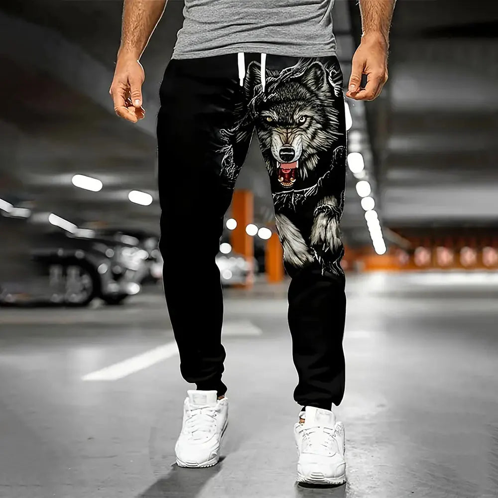 Winter New Thick Warm Pants 2026 New Fashion 3D Flame Print Sweatpants Men Large Size Loose Casual Pocket Drawstring Sweatpants - Colouronova